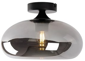 Таванна лампа в стил Арт Деко черна с опушено стъкло - Busa