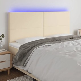 3122163 vidaXL LED горна табла за легло, кремава, 180x5x118/128 см, плат