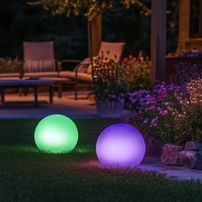 Външна лампа бяла 30 см с LED IP44 Solar RGBW - Ludger