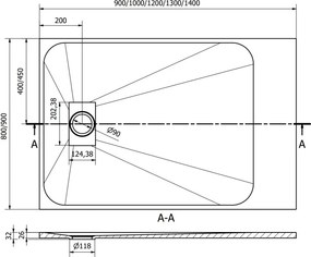 Mexen Hugo правоъгълна душ кабина SMC 140 x 80 см, сива - 42618014