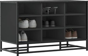 Лавица за обувки черна 84x40x53,5cm Изработена от дърво и метал