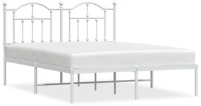 353489 vidaXL Метална рамка за легло с горна табла, бяла, 140x200 см