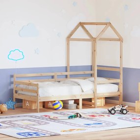 3282198 vidaXL Дневно легло с покрив, 90x190 см, борово дърво масив