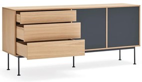 Антрацитно сив скрин с дъбов фурнир, ширина 180 см Yoko - Teulat