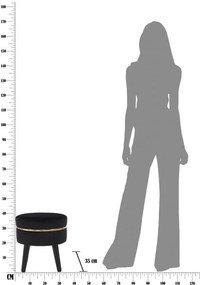 Черна табуретка с тапицерия Paris, ⌀ 35 cm - Mauro Ferretti