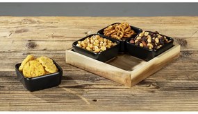 Черни керамични купи за сервиране в комплект от 4 части с поднос Elo - Wenko