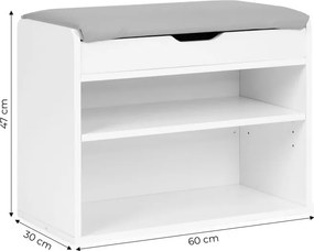 Шкаф за обувки ModernHome със седалка 60 x 43 x 30 см бял
