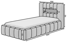 Светлокафяво единично легло 90x200 cm тапицирано с място за съхранение с включена подматрачна рамка Lamica – ELTAP