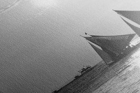 Картина на платно – Великолепен залез на морето в черно и бяло