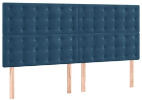 3116824 vidaXL Табла за легло, тъмносиня, 160x5x118/128 см, кадифе