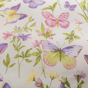 Бяло спално бельо с пеперуди и цветя Ширина: 160 см | Дължина: 200 см
