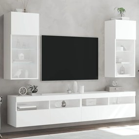 837044 vidaXL ТВ шкафове с LED осветление 2 бр бели 40,5x30x90 см