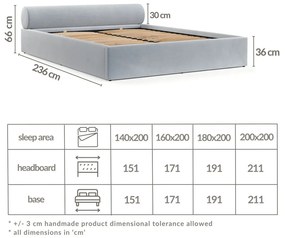 Светлокафяво двойно легло 140x200 cm тапицирано с място за съхранение с включена подматрачна рамка Solvo – Maison de Rêve