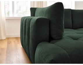 Зелен сгъваем/с място за съхранение ъглов диван (ляв ъгъл/L форма) Fuji – Bobochic Paris