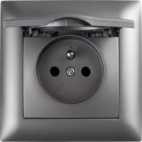 Единичен контакт със заземяване и капаче OSTE JNH005-G Grey