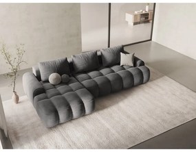 Сив кадифен сгъваем/с място за съхранение ъглов диван (ляв ъгъл) Linz – Cosmopolitan Design