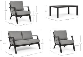 Сив алуминиев градински комплект от за отдих за 4 Harley – Bizzotto