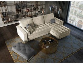 Бежов кадифен ъглов диван, десен ъгъл Santo - Milo Casa