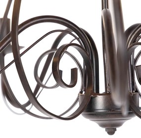 Полилей кафяв с плисирани кремави абажури с клипс 5-светлина - Giuseppe