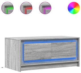 851989 vidaXL Маса за кафе с LED осветление, сив сонома, инженерно дърво