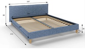 Синьо тапицирано двойно легло с решетка 180x200 cm Tina - Ropez