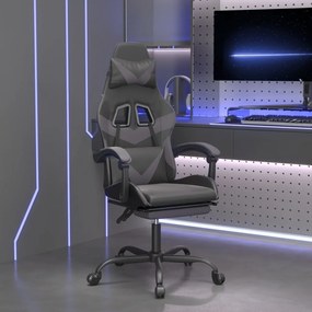 Sonata H Въртящ гейминг стол опора за крака черно-сив изкуствена кожа
