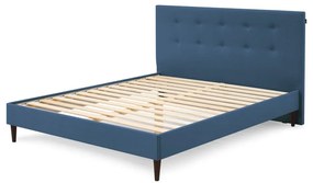 Синьо тапицирано двойно легло с решетка 160x200 cm Rory - Bobochic Paris