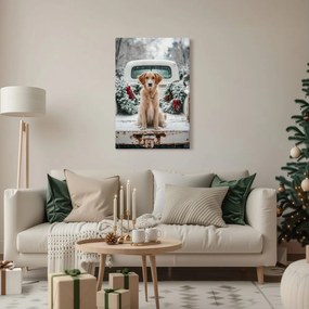 Картина на платно – Коледна атмосфера с куче