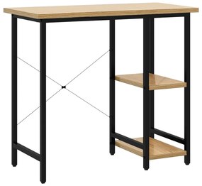 20557 vidaXL Компютърно бюро, черно и светъл дъб, 80x40x72 см, МДФ и метал