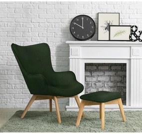 Тъмнозелен фотьойл с табуретка Niko – Ropez