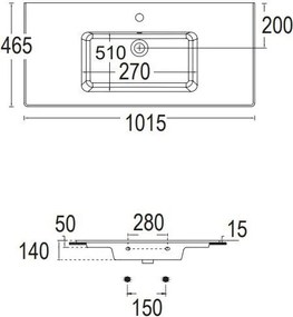 Умивалник Flat Bianco Ceramica White-Дължина: 101 cm