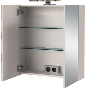 Кремав стенен шкаф за баня с огледало 60x71 cm Arcena – Germania