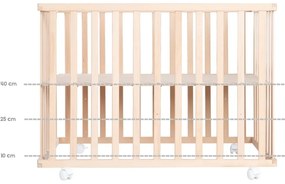 Кошара за игра с регулируема височина/на колелца 75x100 cm в естествен цвят Style – Roba