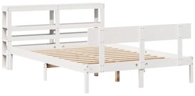 3305799 vidaXL Рамка за легло без матрак, бял, 120x200 см, бор масив