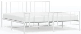 352551 vidaXL Метална рамка за легло с горна и долна табла, бяла, 180x200 см