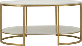 Бяла/златистa масичка за кафе с мраморна плоча 60x90 cm Izmir – Mauro Ferretti