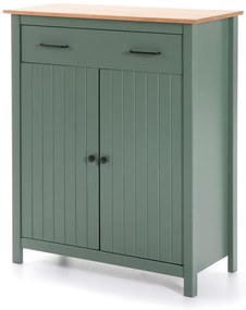 Зелен/естествен висок скрин от масивен бор 90x110 cm Miranda – Marckeric