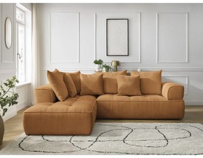 Шенилов ъглов диван в цвят горчица (ляв ъгъл/L форма) Whesley – Bobochic Paris