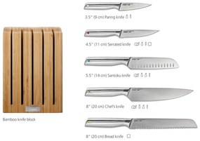 Комплект ножове с поставка 5 бр. от неръждаема стомана Elevate Bamboo – Joseph Joseph