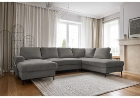 Сив разтегателен ъглов диван от рипсено кадифе (десен ъгъл) Lofty Lilly – Miuform