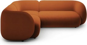 Теракотен кадифен ъглов диван (ляв ъгъл/L форма) Kate – Micadoni