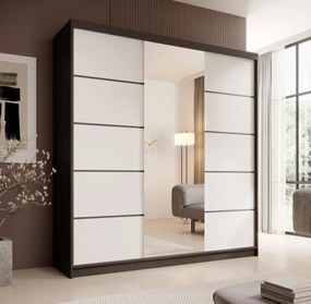 Гардероб Barry 200 плъзгащ-Черно-Бяло