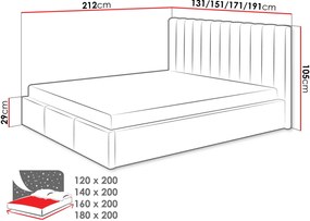 Επενδυμένο κρεβάτι Cosmos-Prasino-120 x 200