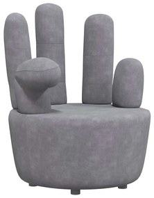 241731 vidaXL Стол във формата на ръка, сив, кадифе