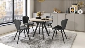 АЛMО Бежово/черни крака - КРЪГЛА РАЗТЕГАТЕЛНА МАСА С Y-ОБРАЗНИ КРАКА В ЛОФТ/ИНДУСТРИАЛЕН СТИЛ ЗА ХОЛ ИЛИ ТРАПЕЗАРИЯ