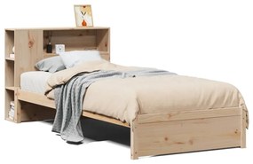 3322375 vidaXL Легло с рафтове за книги, без матрак, 100x200 см, бор масив