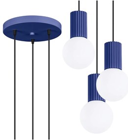 Тъмносиньо висящо осветително тяло със стъклен абажур ø 25 cm Orbital – Sollux