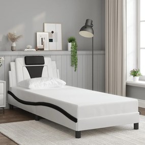 3208060 vidaXL Рамка за легло Viana без матрак, бяла, черна, 80x200 см, изкуствена кожа