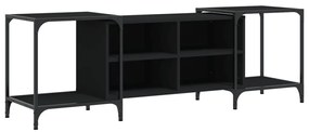 837602 vidaXL ТВ шкаф, черен, 153x37x50 см, инженерно дърво