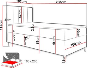 Тапицирано легло Junior Maja I-Gkri-Aristera-100 x 200